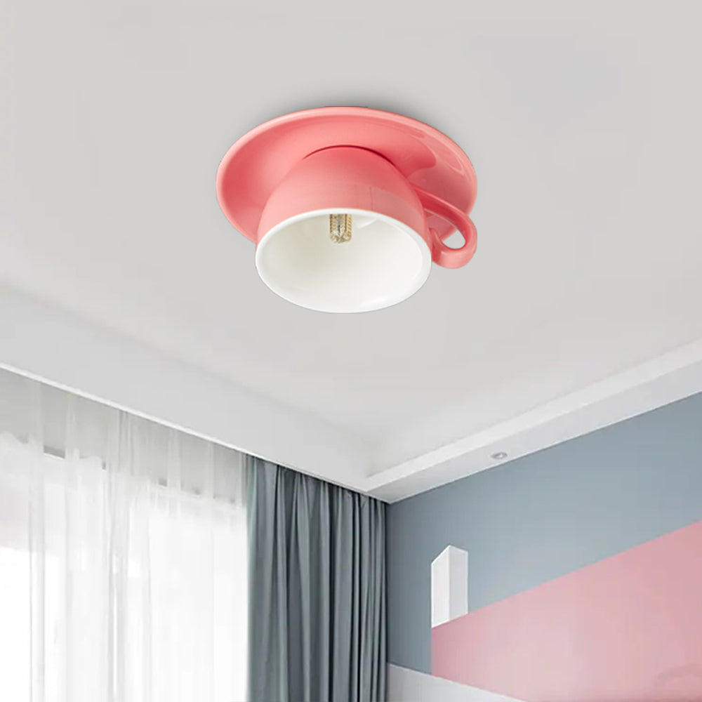 Keramische Plafondlamp Koffiekopje Design Creatieve Spot Blauw Roze Geel Woonkamer Slaapkamer Speels | Sulvida