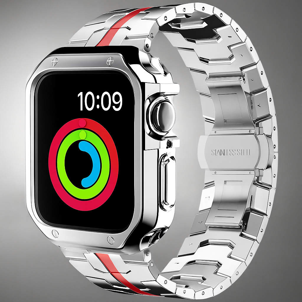 Bracelet en titane avec coque de protection pour Apple Watch Ultra et Series – bracelet en métal robuste, accessoire
