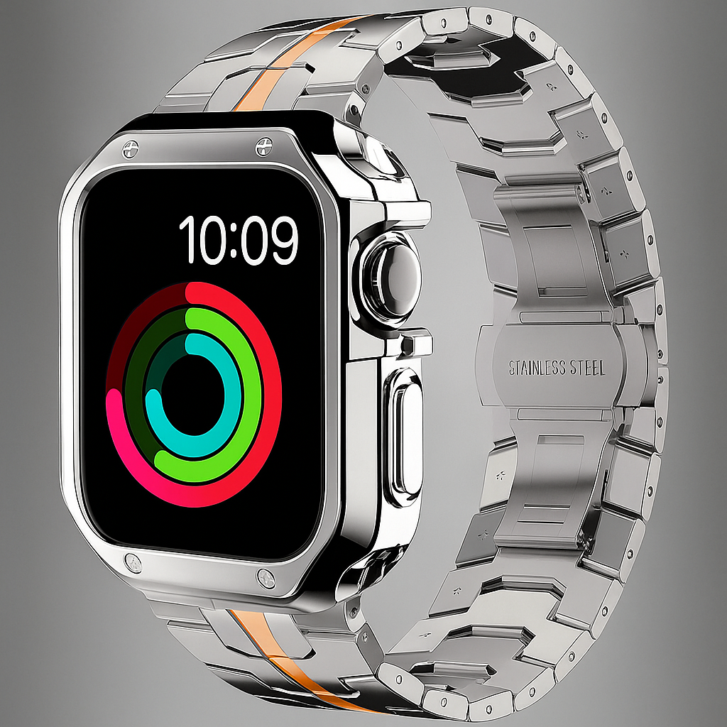 Bracelet en titane avec coque de protection pour Apple Watch Ultra et Series – bracelet en métal robuste, accessoire