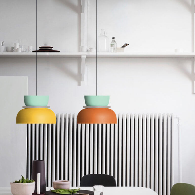 Metalen Hanglamp met Kleurrijke Macaronkap Eén Lichtpunt Modern Design Plafondverlichting voor Eetkamer Woonkamer | Sulvida