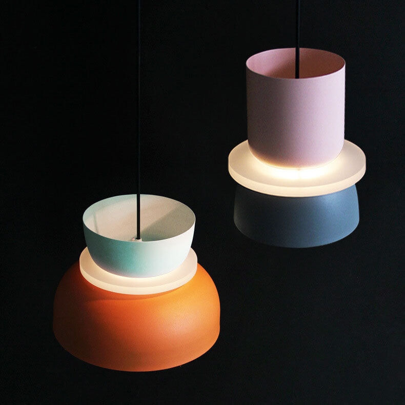 Metalen Hanglamp met Kleurrijke Macaronkap Eén Lichtpunt Modern Design Plafondverlichting voor Eetkamer Woonkamer | Sulvida
