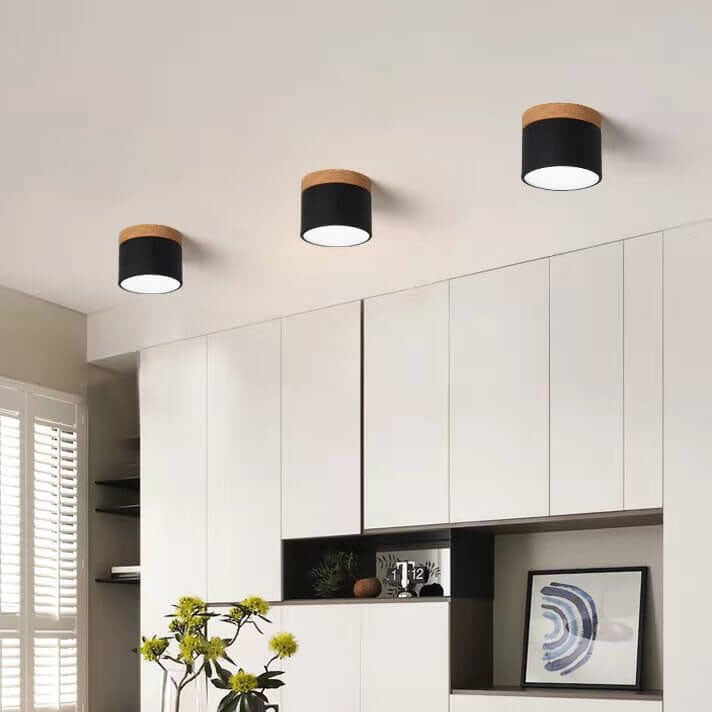 Moderne Plafondlamp Scandinavisch Minimalistisch Hout LED Klein Rond Strak Hal Slaapkamer Gang Verlichting | Sulvida