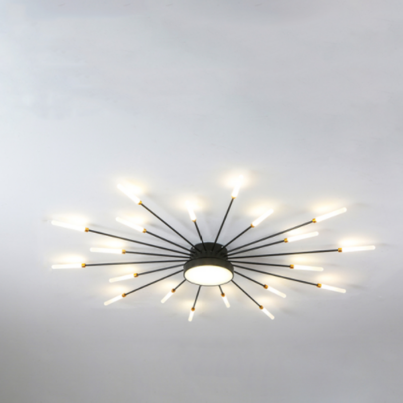 LED Plafondlamp Vuurwerk Metaal Acryl Zwart Goud Dimbaar Modern Design Woonkamer Slaapkamer Eetkamer Decoratief | Sulvida