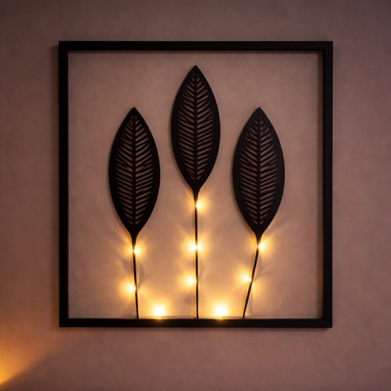 Decoratieve LED-lijst met bladmotief en kleurwisseling voor sfeervolle wooninrichting 40x30 cm | Sulvida
