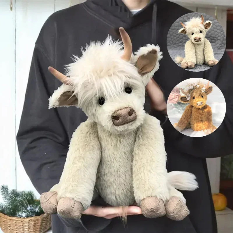 Hooglandkoe Knuffel met Bloemen Handgemaakt Zacht Alpaca Decoratief Cadeau | Sulvida