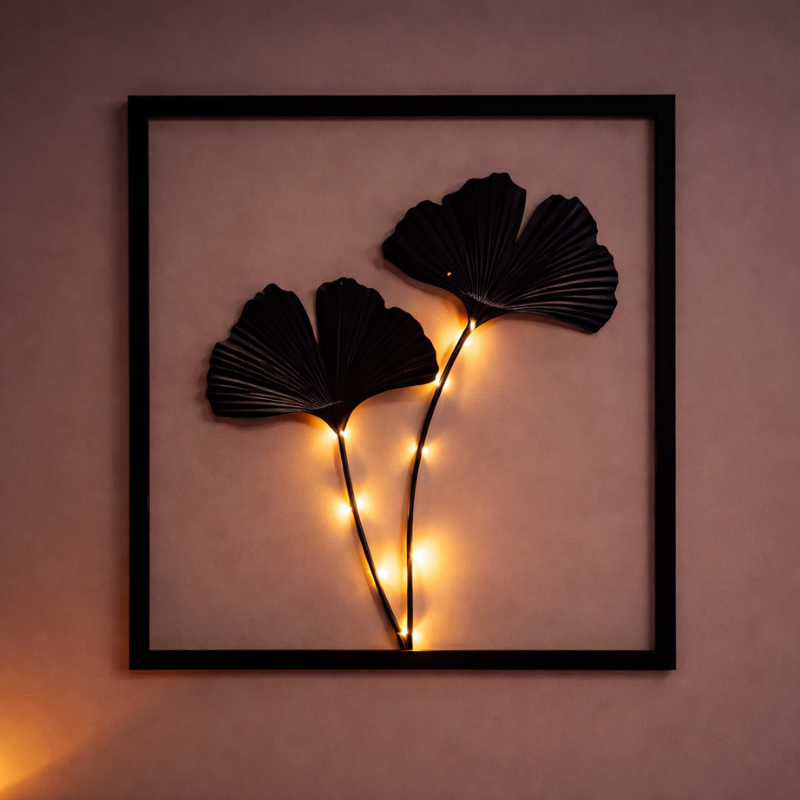 Decoratieve LED-lijst met bladmotief en kleurwisseling voor sfeervolle wooninrichting 40x30 cm | Sulvida