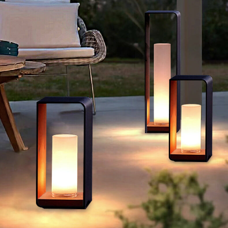 Tuinverlichting LED Vierkant Zwart RVS Acryl Frame Paal Lichtpunt Terras Pad Verlichting Outdoor 30-60cm | Sulvida