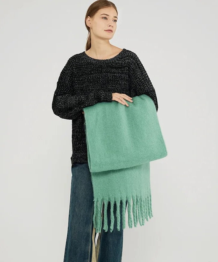 Écharpe de luxe en cachemire Elena – Accessoire d’hiver tendance, chaud et doux, 240cm, 10 couleurs, étole pour femme, automne et hiver | Sulvida