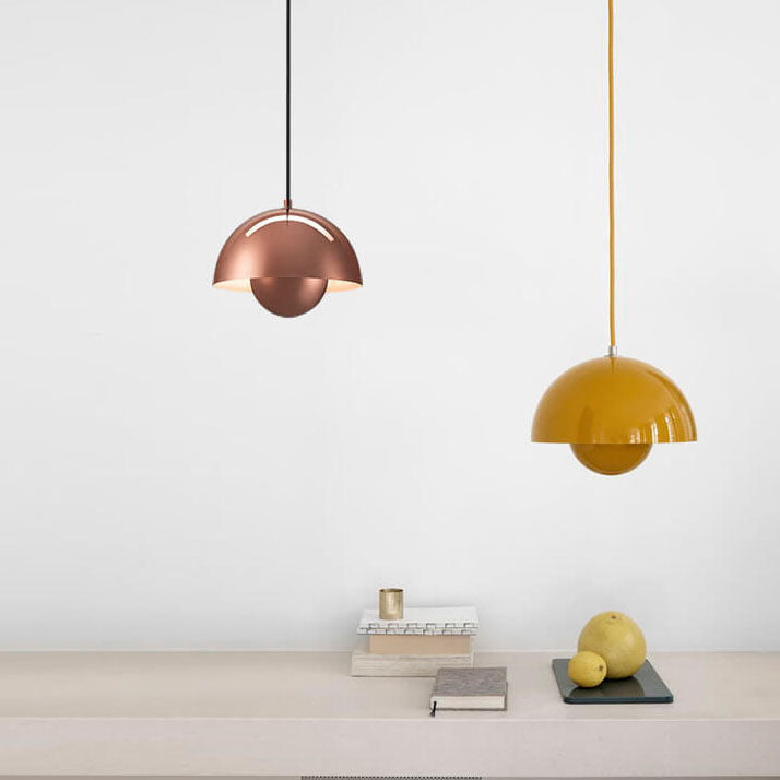 Moderne koepelhanglamp metaal half rond mat afwerking sfeerlicht eettafel woonkamer hal verlichting Scandinavisch | Sulvida