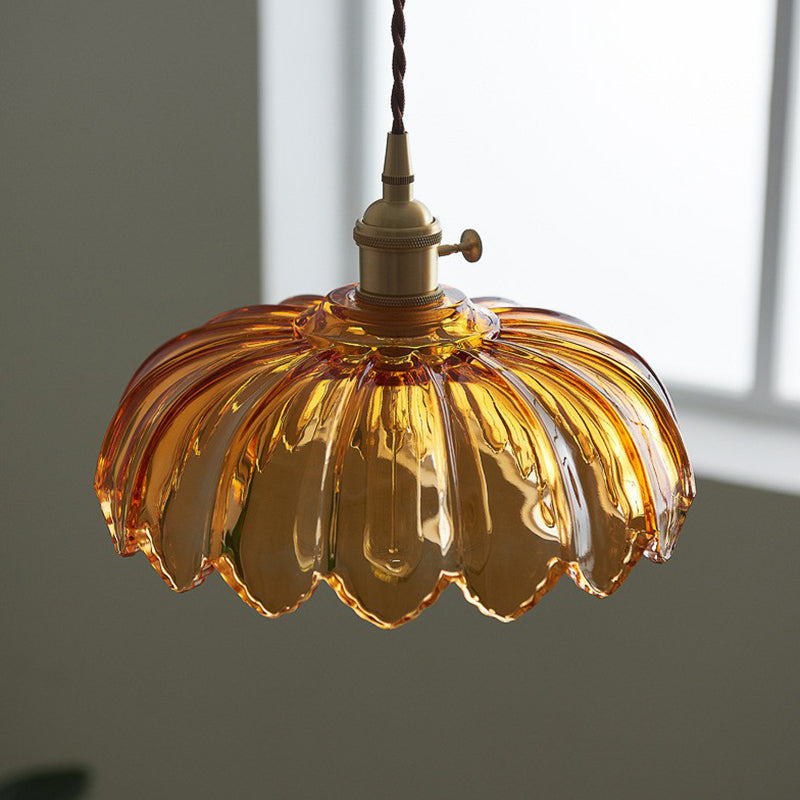 Hanglamp glazen bloem industrieel 25 cm E26 E27 eetkamer woonkamer plafondverlichting klassiek design | Sulvida