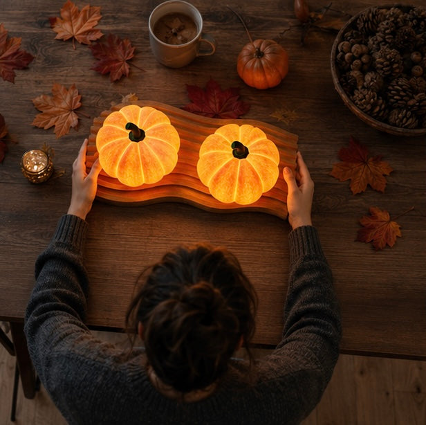 Pompoen nachtlampje met LED verlichting op batterijen decoratieve lantaarn voor Halloween feest en sfeervolle avonden | Sulvida