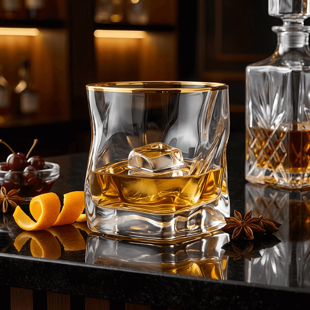 Japans Whiskyglas met Kristalreliëf en Vergulde Rand voor Stijlvol Genieten Thuis Whisky Cocktail Glas | Sulvida