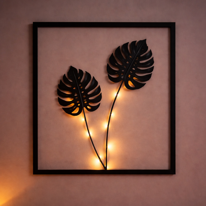 Decoratieve LED-lijst met bladmotief en kleurwisseling voor sfeervolle wooninrichting 40x30 cm | Sulvida