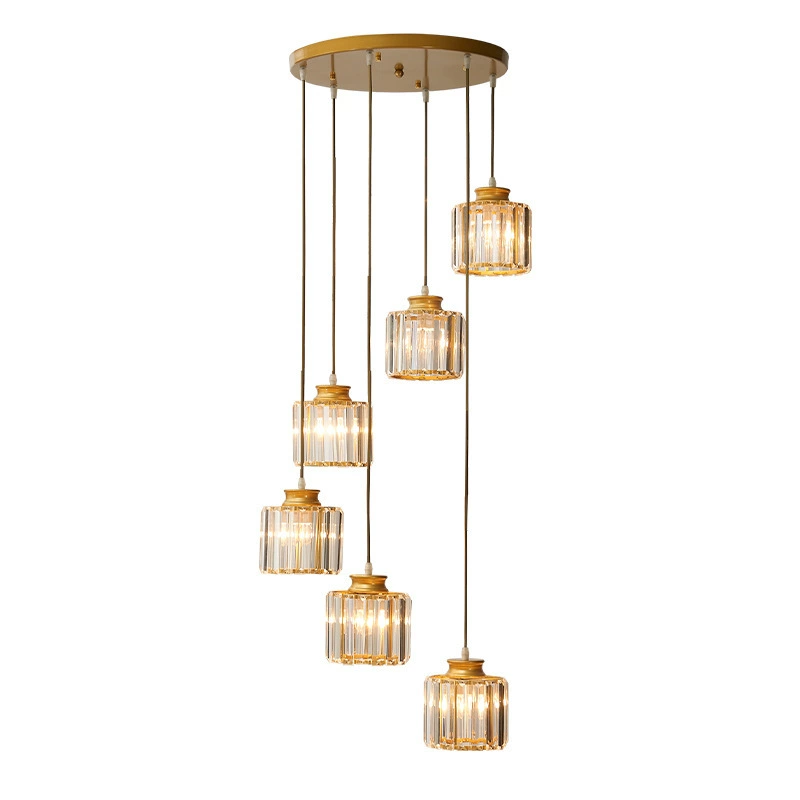 Kristallen Trapkroonluchter Goud of Zwart Cascadeverlichting 6 of 9 Lichtpunten Verstelbare Hoogte Luxe | Sulvida