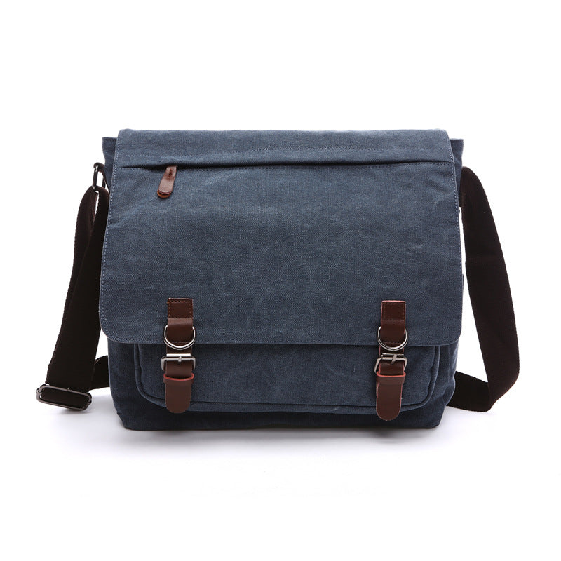 Canvas schoudertas heren dames | Stevige crossbodytas met verstelbare schouderriem ruime vakken dagelijks gebruik | Sulvida