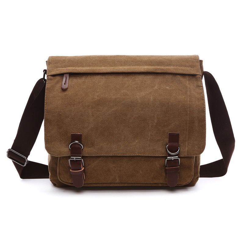 Canvas schoudertas heren dames | Stevige crossbodytas met verstelbare schouderriem ruime vakken dagelijks gebruik | Sulvida