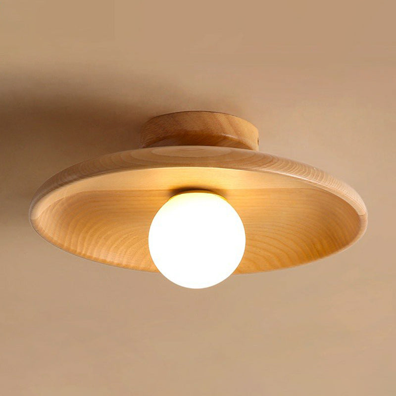 Houten Plafondlamp Schaalbowl Natuurlijk Minimalistisch Design Gang Hal Landelijk Sfeervol Plafondverlichting | Sulvida