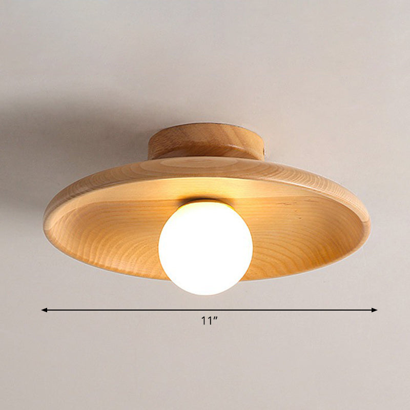 Houten Plafondlamp Schaalbowl Natuurlijk Minimalistisch Design Gang Hal Landelijk Sfeervol Plafondverlichting | Sulvida