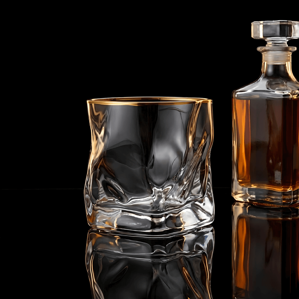 Japans Whiskyglas met Kristalreliëf en Vergulde Rand voor Stijlvol Genieten Thuis Whisky Cocktail Glas | Sulvida