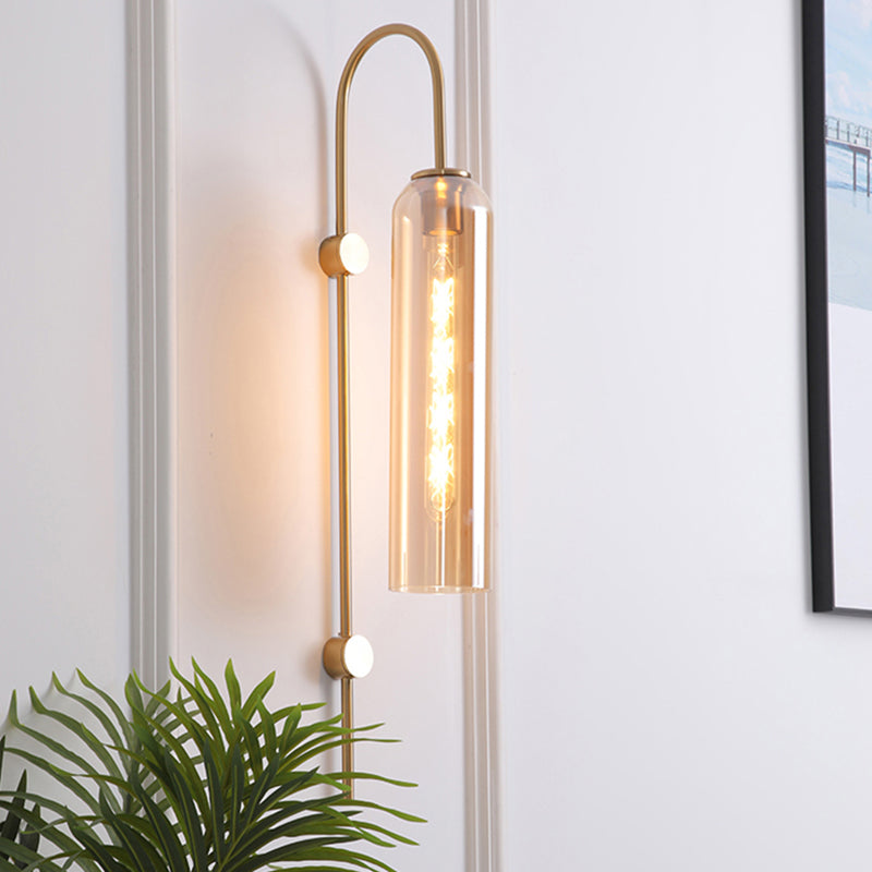 Metalen wandlamp met glazen ribbel kap rookgrijs amber groen wit zwanenhals retro woonkamer slaapkamer | Sulvida