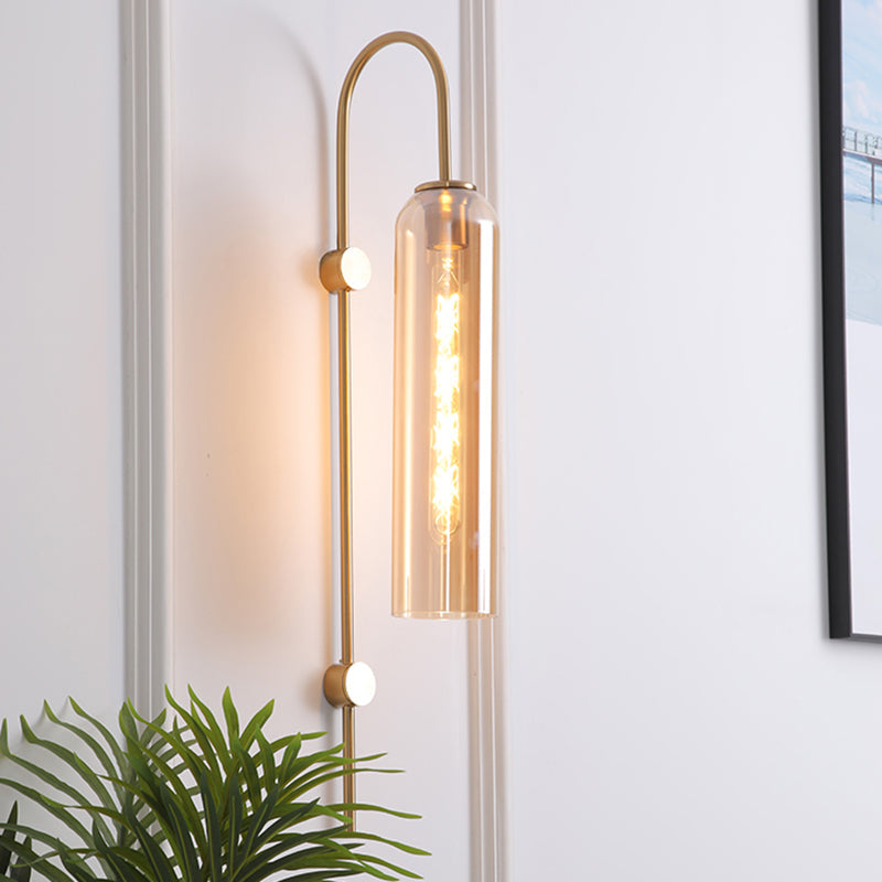 Metalen wandlamp met glazen ribbel kap rookgrijs amber groen wit zwanenhals retro woonkamer slaapkamer | Sulvida
