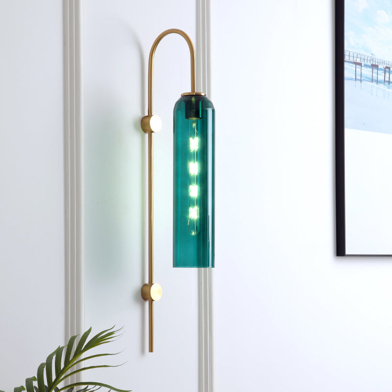 Metalen wandlamp met glazen ribbel kap rookgrijs amber groen wit zwanenhals retro woonkamer slaapkamer | Sulvida
