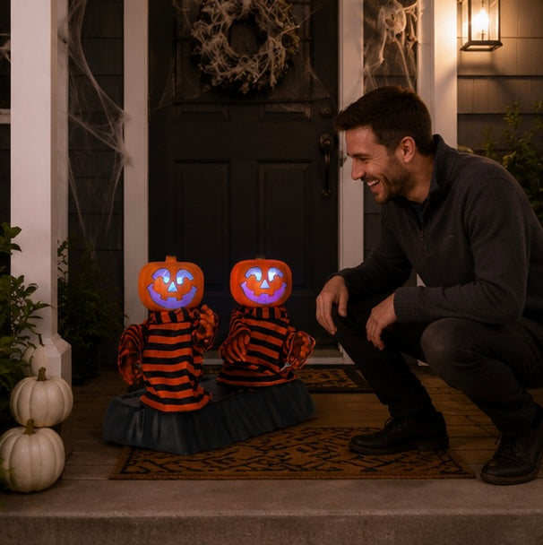 Bewegende Pompoen Skelet Decoratie met Muziek LED Verlichting Halloween Tafelornament Animatronic Feest | Sulvida