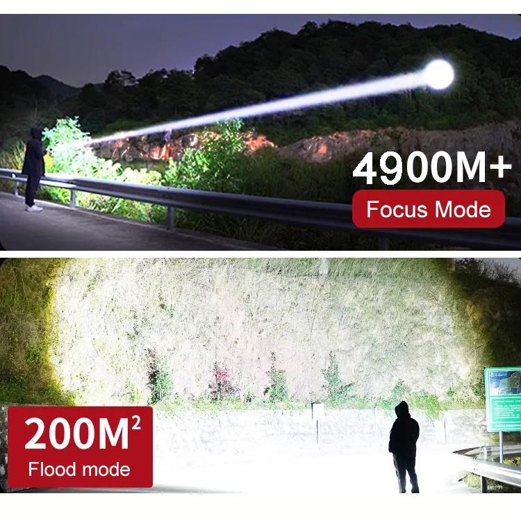 Lampe torche LED 7500 lumens rechargeable USB-C étanche IPX7 en aluminium militaire, éclairage puissant pour l'extérieur | Sulvida