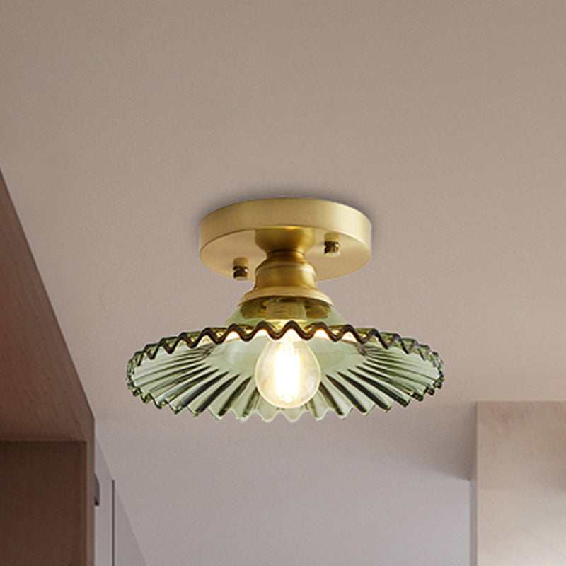 Plafondlamp geribbeld glas groen transparant industrieel design hangend montage woonkamer hal entree | Sulvida