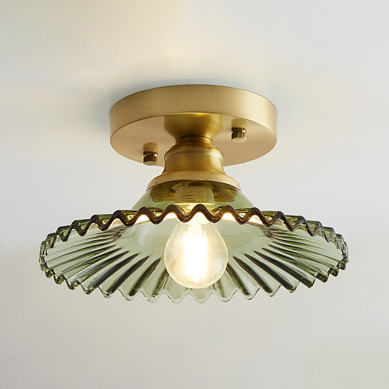 Plafondlamp geribbeld glas groen transparant industrieel design hangend montage woonkamer hal entree | Sulvida