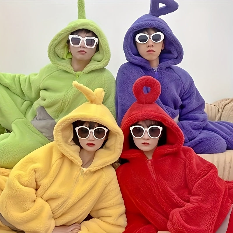 Zachte Cartoon Onesie met Capuchon en Bril voor Feest Halloween Lounge Relax Comfort Kostuum Pyjama Nachtkleding | Sulvida