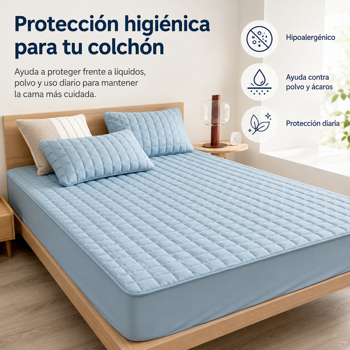 Waterdicht Matrasbeschermers Molton met Zachte Vulling 30 cm Hoog voor Eenpersoonsbed Tweepersoonsbed | Sulvida