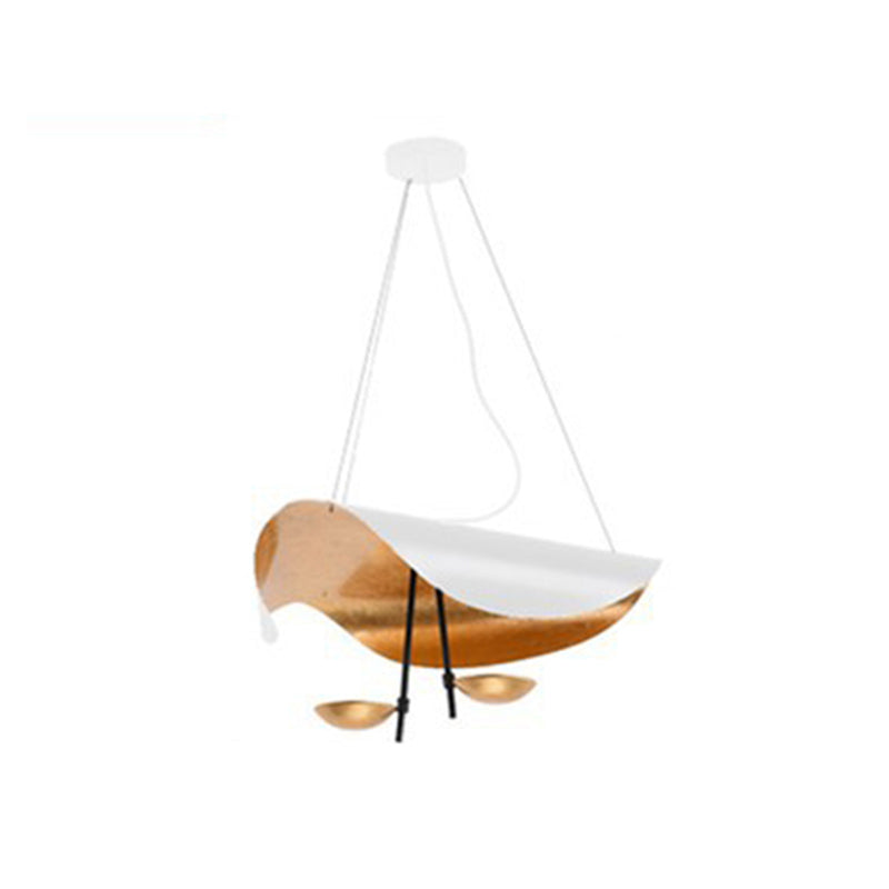 Hanglamp Metaal met Goudfolie 3 Kleuropties Warm Licht Verstelbaar Snoer Dimbaar Eetkamer Woonkamer Design | Sulvida