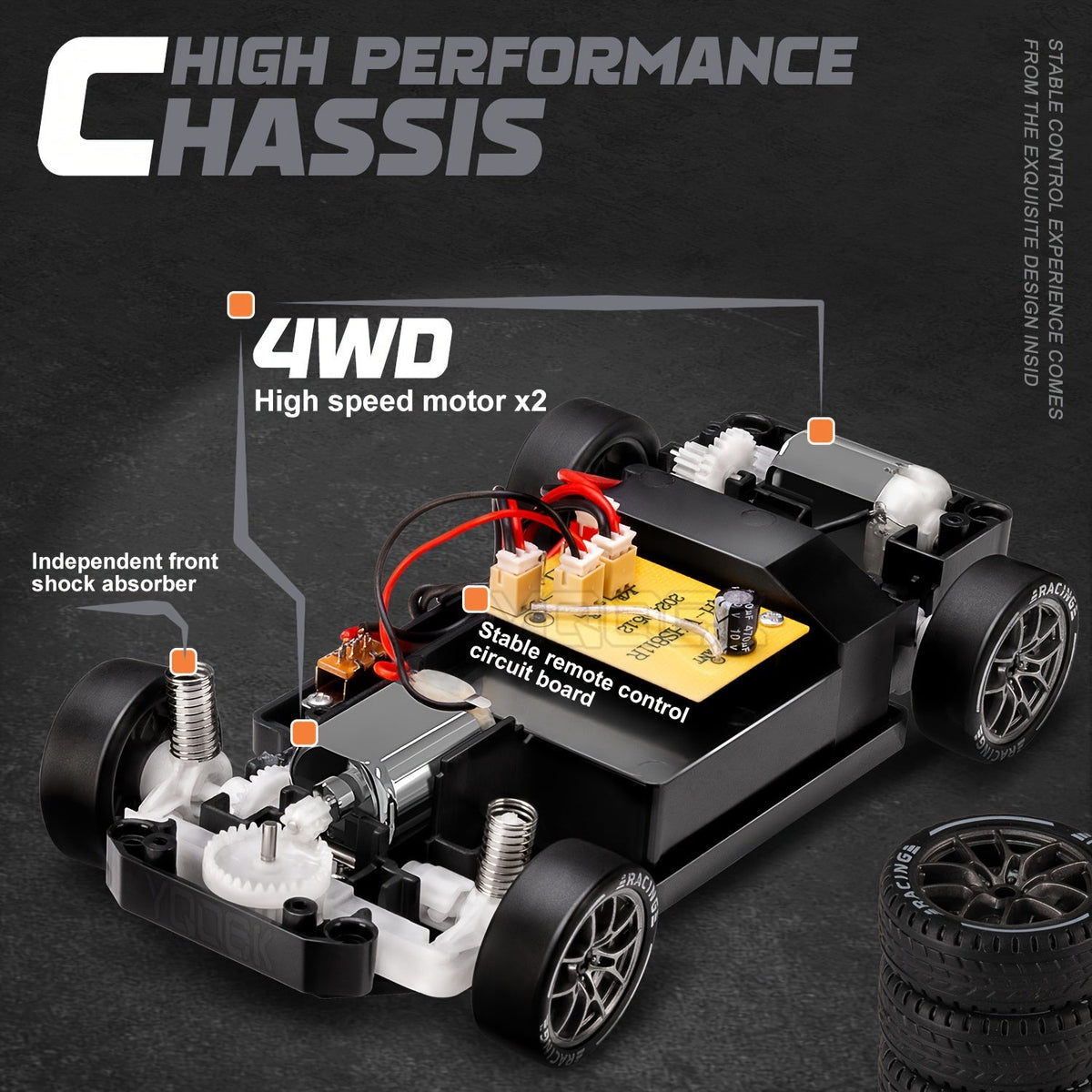 RC Driftauto 1:24 Schaal met Verlichte Wielen 4WD Aandrijving Radiografisch Bestuurd Race Speelgoed voor Kinderen | Sulvida