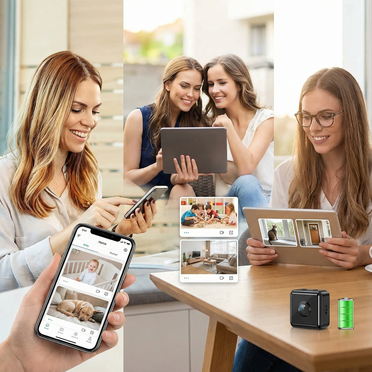 Draadloze Beveiligingscamera met Nachtzicht en App-bediening voor Huisbewaking Binnen en Buiten Compact | Sulvida
