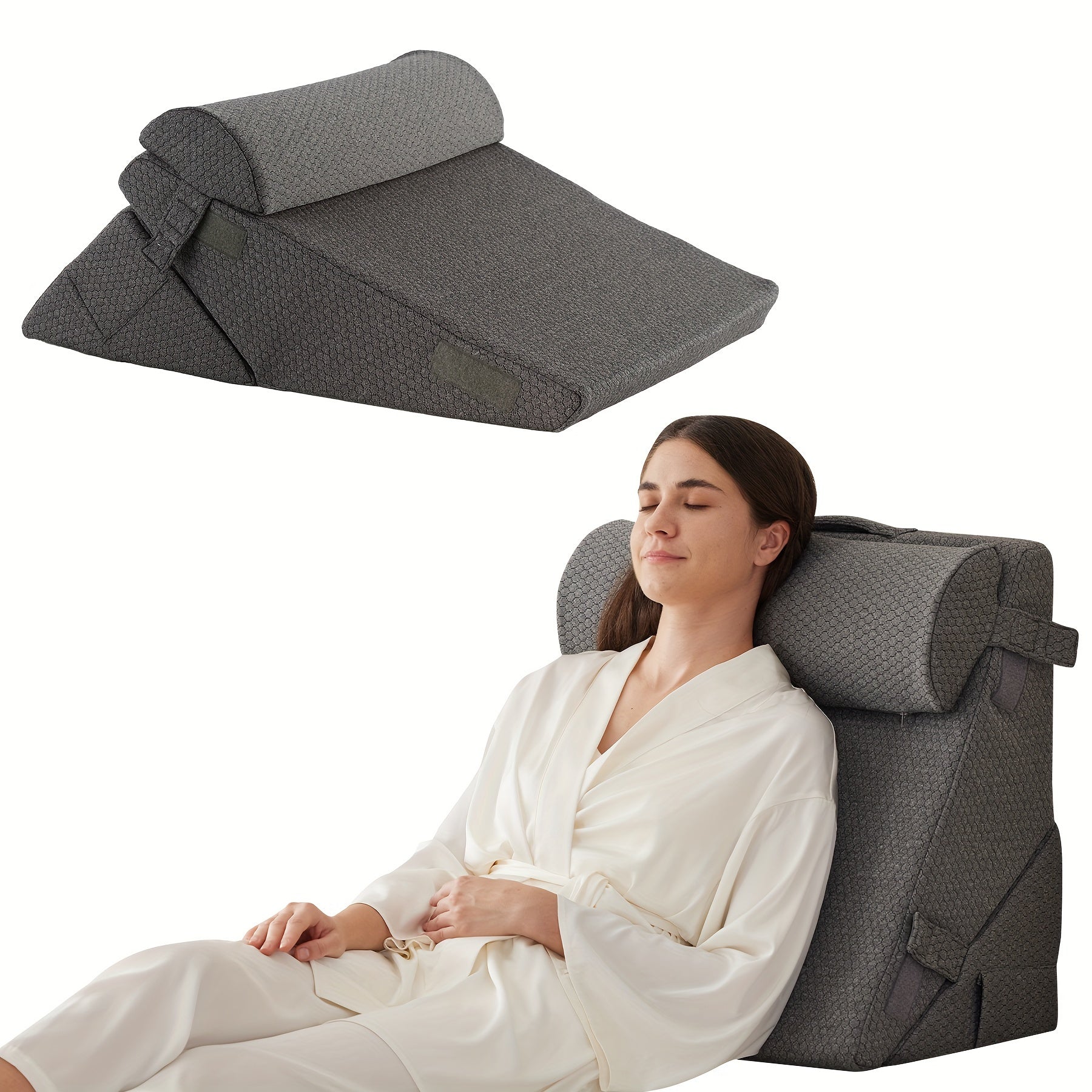 Verstelbaar Bedkussen voor Rugsteun en Benen – Comfortabel Wigkussen met Memory Foam voor Herstel en Ontspanning | Sulvida