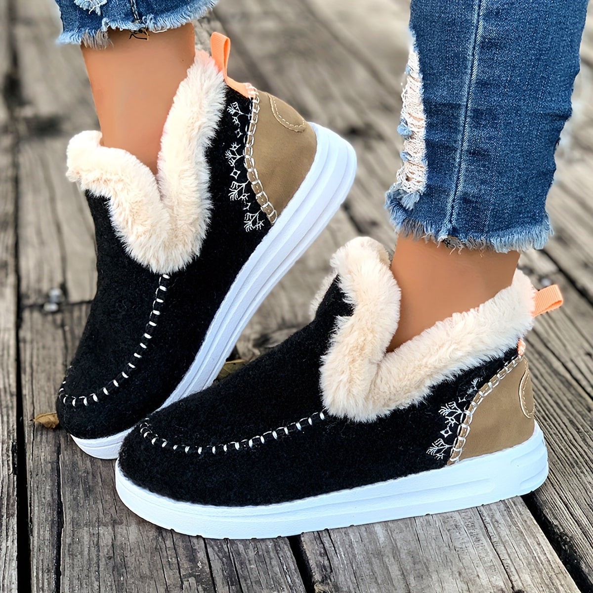 Chaussons pour femme avec semelle antidérapante en PU et doublure douce en peluche, chauds pour l’hiver, pour l’intérieur | Sulvida