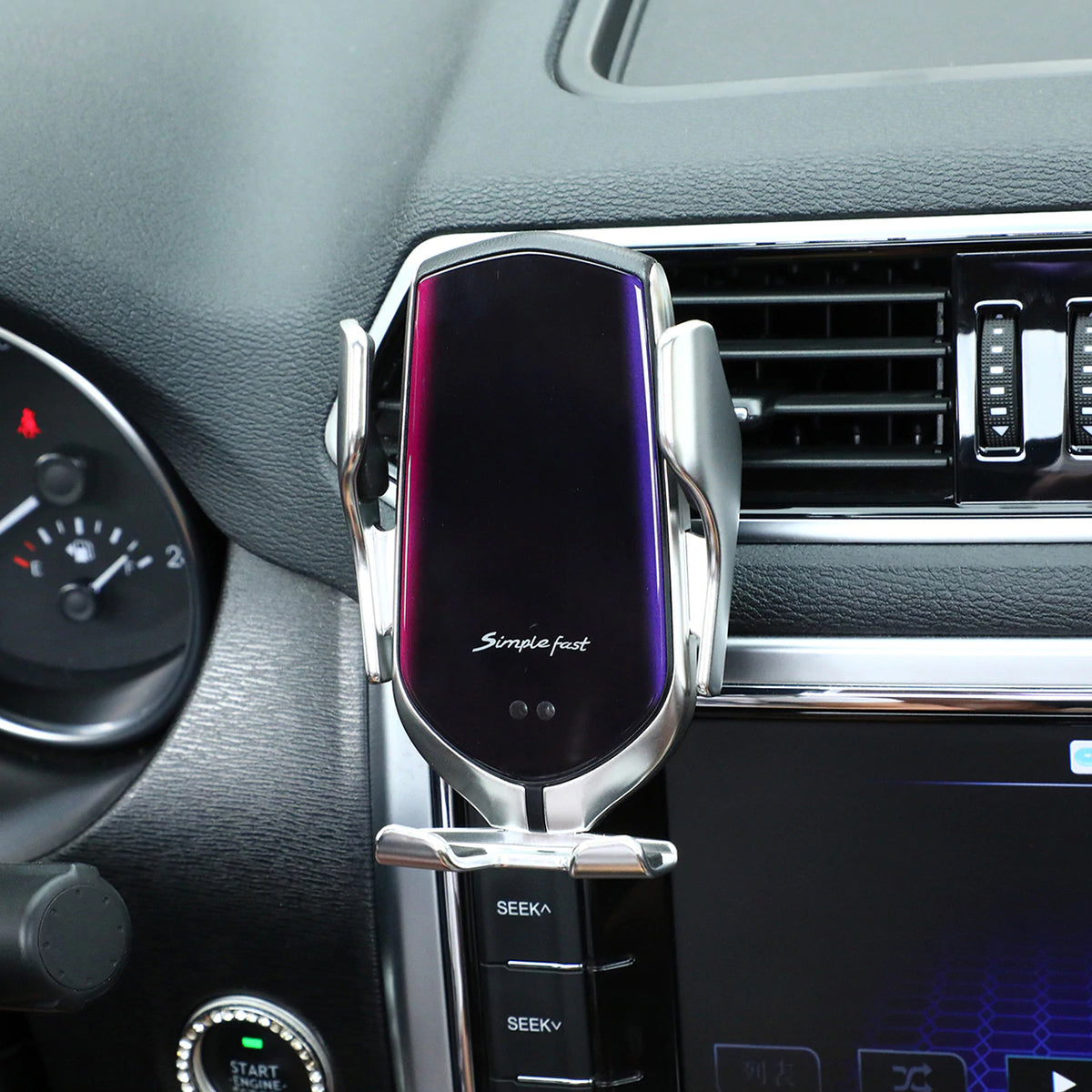 Automatische Smartphonehouder voor Auto met Draadloze Oplaadmodule Ventilatierooster 360° Zwenkbaar Zilver Goud | Sulvida