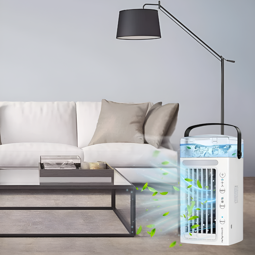Draagbare Tafelventilator Geometrisch Design Luchtcirculatie Klein Licht Koeling Bureau Bed Balkon Terras | Sulvida