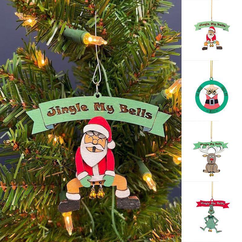 Humoristische Kerstboomhangers met Bellen Feestelijke Grappige Decoratie Kerstmis Kerstman Rendier Ornament | Sulvida