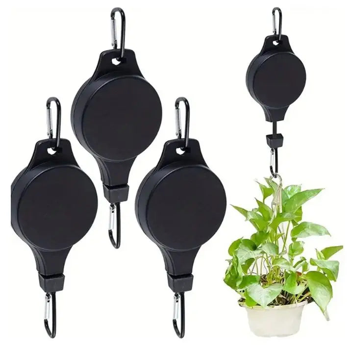 Verstelbaar hangset voor planten 90cm koord kunststof en staal katrol zwart wit binnenophangsysteem plantenhanger | Sulvida