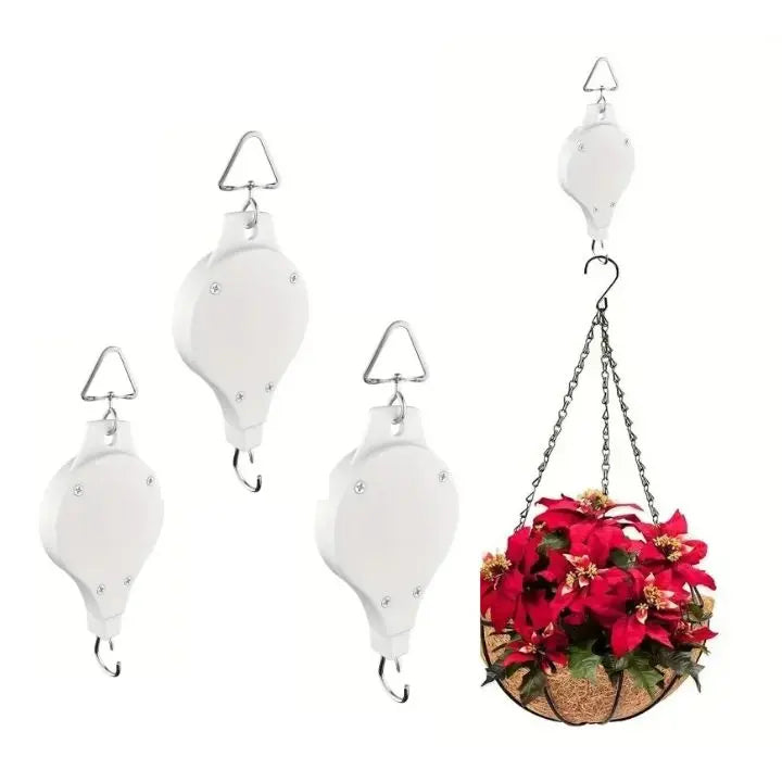 Verstelbaar hangset voor planten 90cm koord kunststof en staal katrol zwart wit binnenophangsysteem plantenhanger | Sulvida