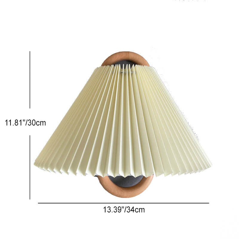 Wandlamp Massief Hout Halfronde Stoffen Kap Woonkamer Slaapkamer Sfeerverlichting Modern Design Warm Licht | Sulvida