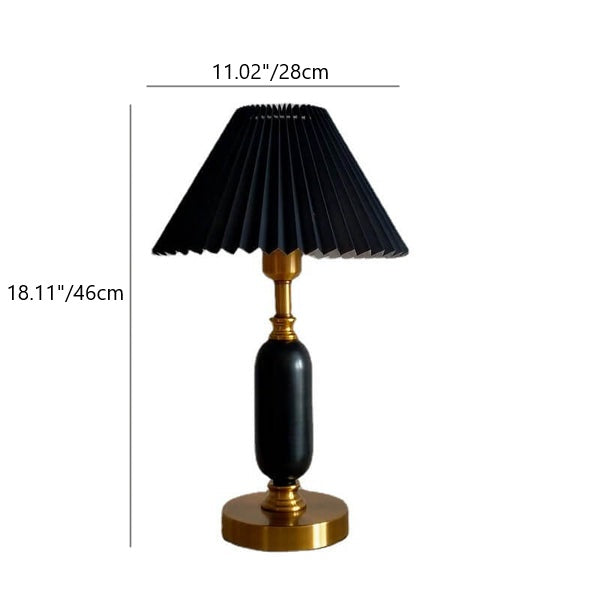 Klassieke Tafellamp met Plissé Kap Stof Metalen Voet Sfeerlicht Slaapkamer Nachtkastje Bureau Verlichting | Sulvida