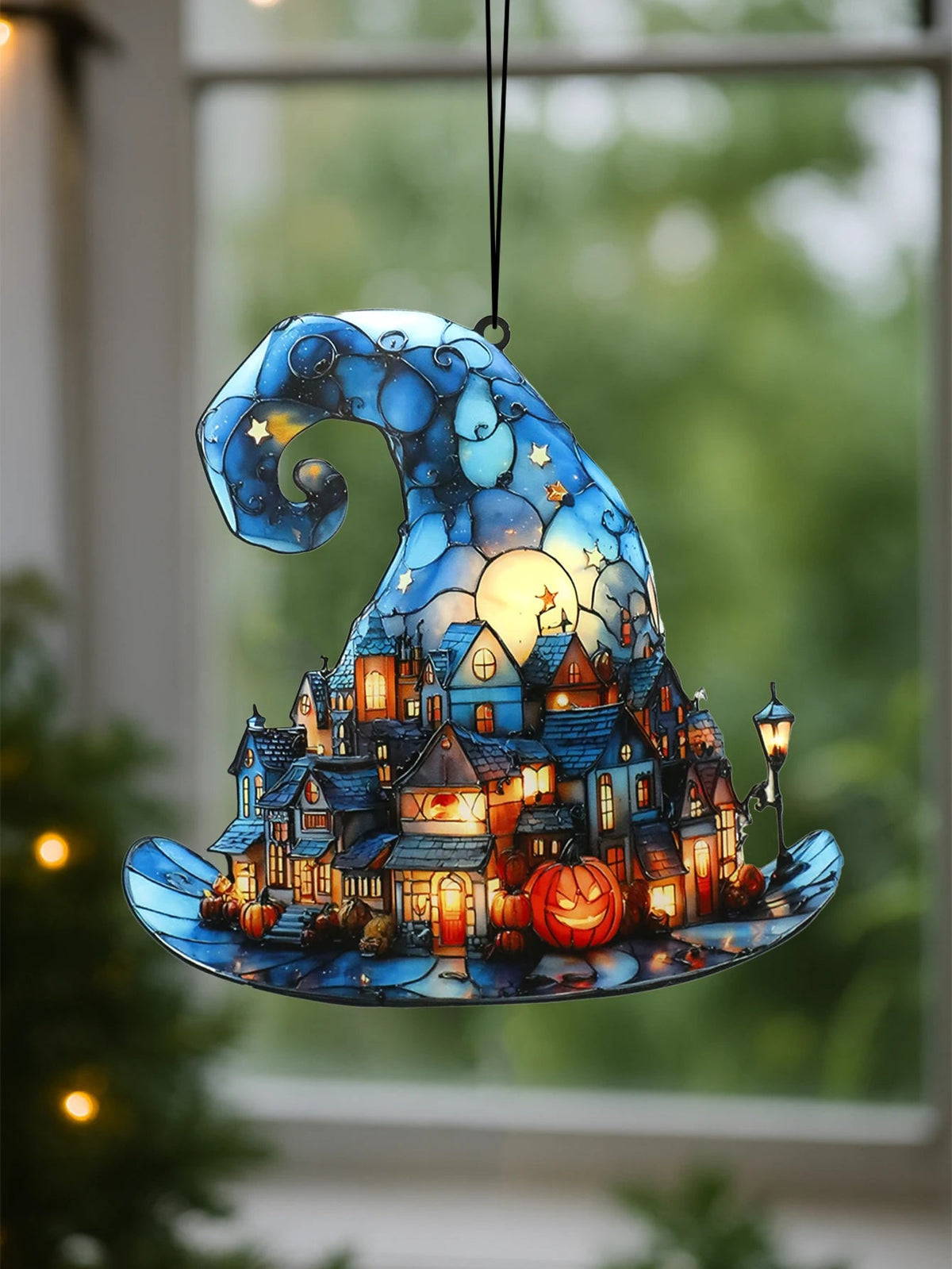 Acryl Raamhanger Heksenhoed Pompoendorp Halloween Decoratie voor Raam Slaapkamer Woonkamer Feestdecoratie | Sulvida