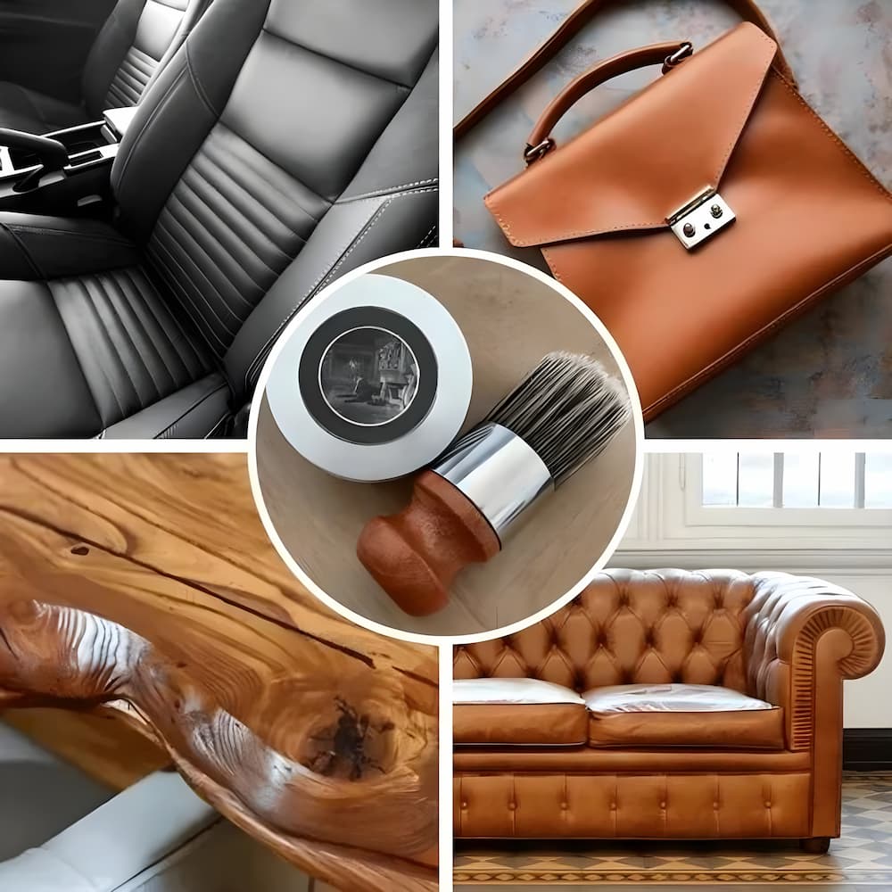 Baume rénovateur pour cuir avec brosse, pour meubles, sacs et vestes – brillance naturelle, soin et protection | Sulvida