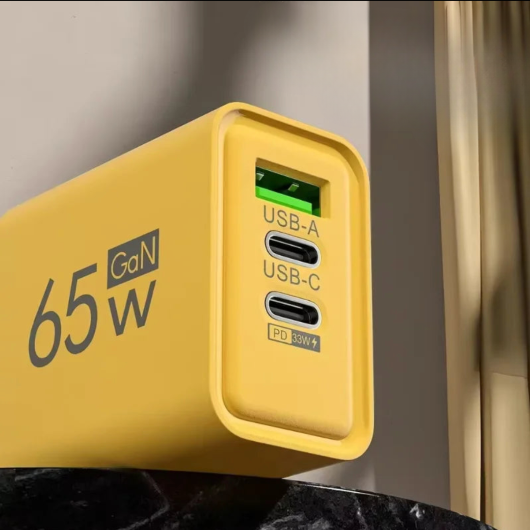Compact GaN Wandlader 65W Snellader Telefoon Laptop Dual-Port USB-C USB-A Veilig Reislader Overbelastingsbeveiliging | Sulvida