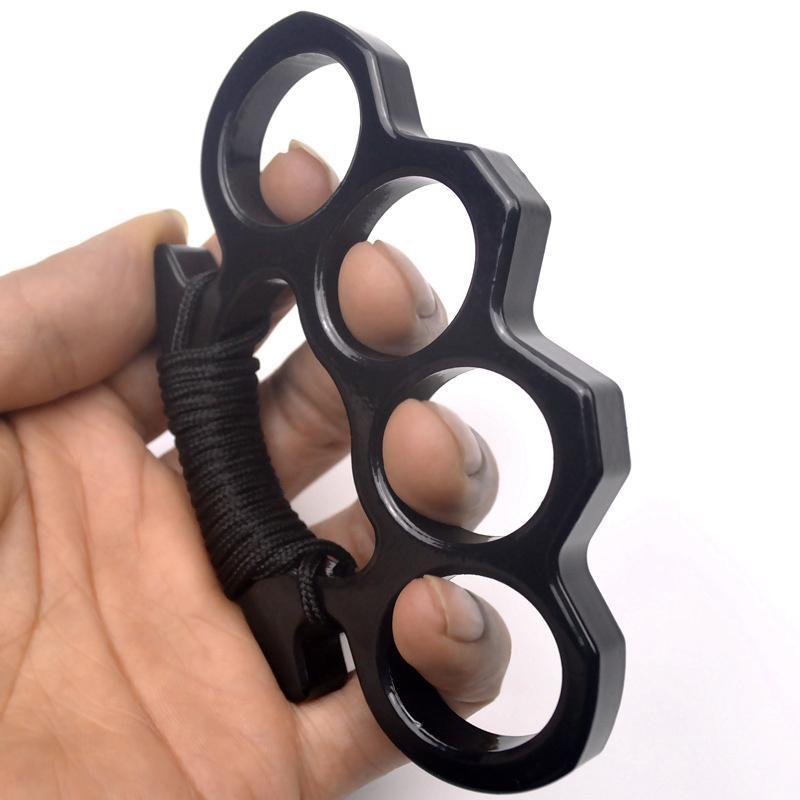 Metalen zelfverdedigingsring met vingergreep zilver zwart draagbaar compact voor persoonlijke veiligheid | Sulvida