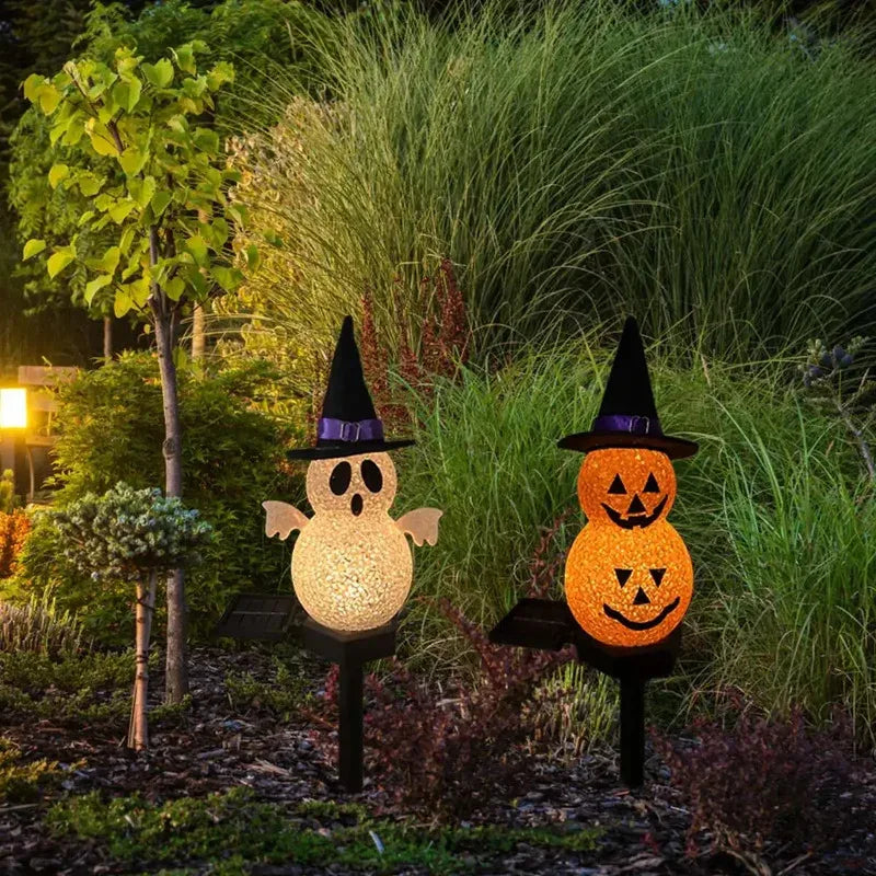 Zonne-energie Tuinlamp met 3D Pompoen en Spook – Decoratieve Padverlichting voor Tuin Terras en Pad Halloween | Sulvida