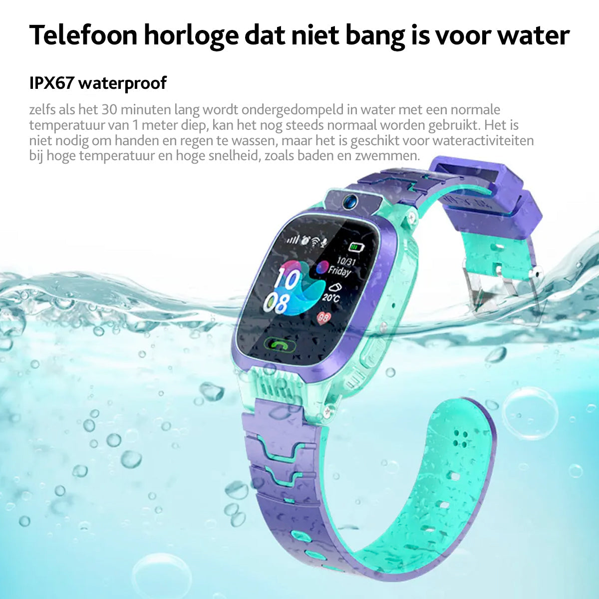Kinder Smartwatch GPS-Tracker Waterdicht Touchscreen Spelletjes Schoolmodus Noodknop Telefoneren Roze Blauw | Sulvida